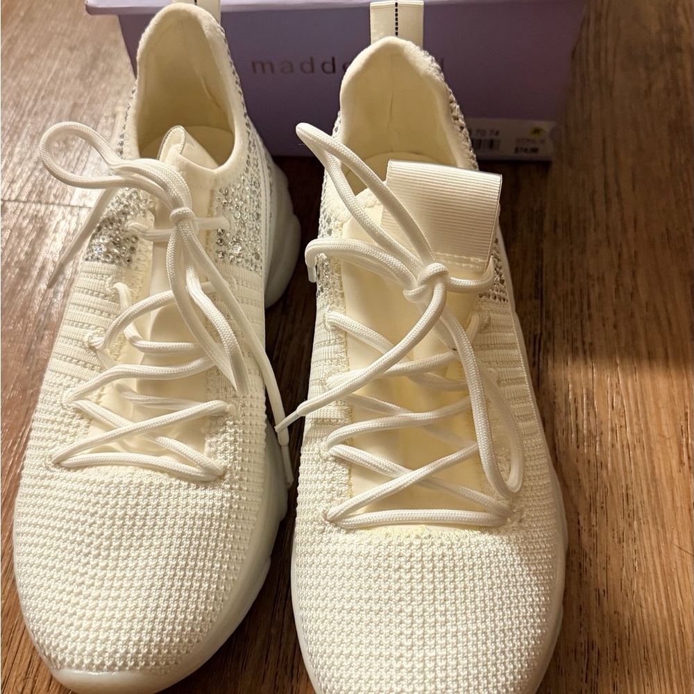 Madden Girl Cream Knit Sneakers